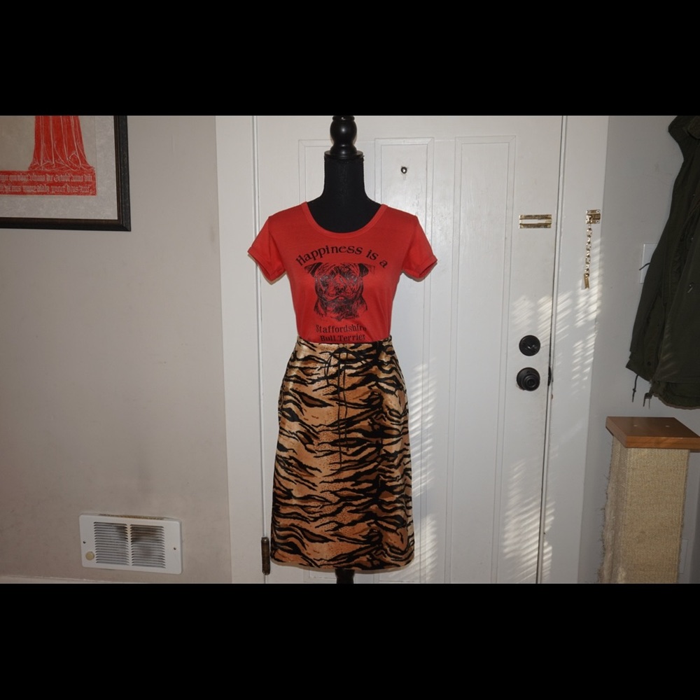 Vintage betsey johnson fuzzy tiger skirt L